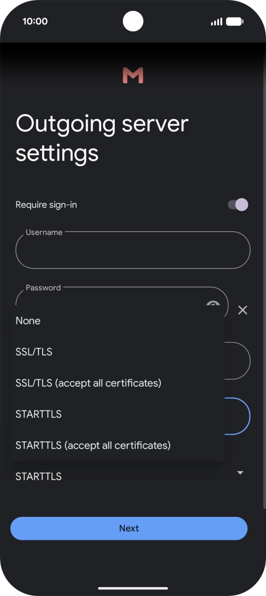 Press SSL/TLS. Press SSL/TLS.