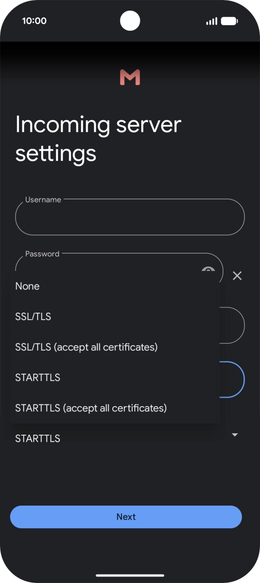 Press SSL/TLS. Press SSL/TLS.