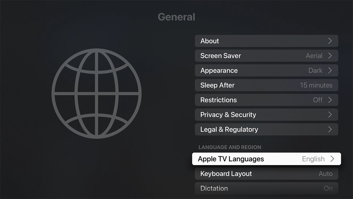 Highlight Apple TV Languages. Highlight Apple TV Languages.