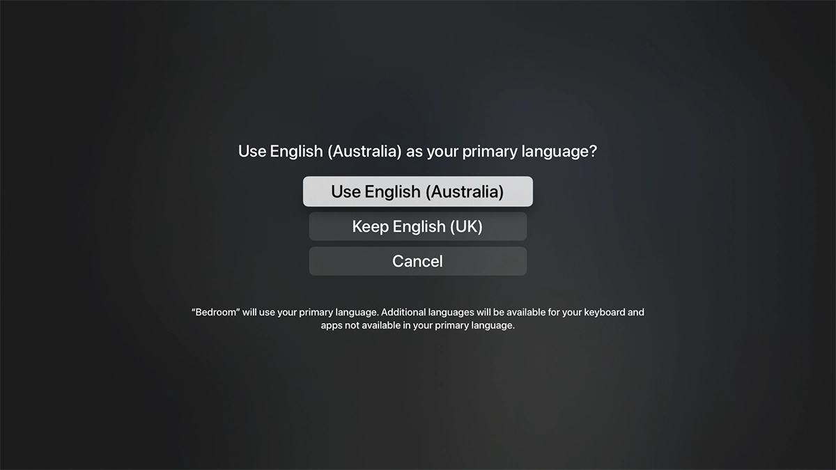 To select the new language as the default set-top box language, highlight Use ‹language›. To select the new language as the default set-top box language, highlight Use ‹language›.