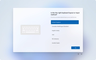 Click the required keyboard layout. Click the required keyboard layout.