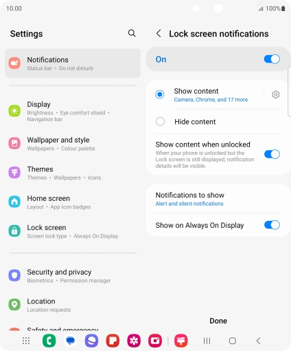 Press the required settings to turn them on or off. Press the required settings to turn them on or off.
