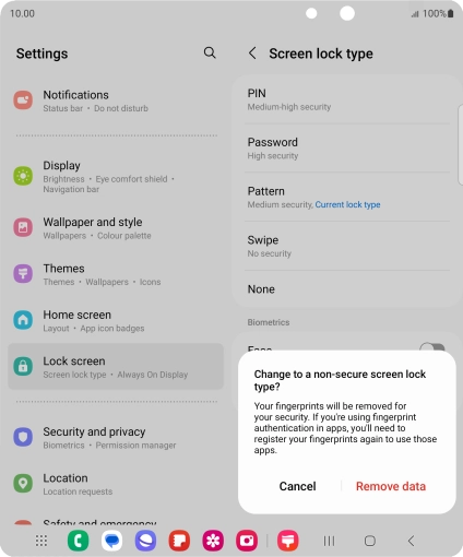 Press Remove data. Press Remove data.