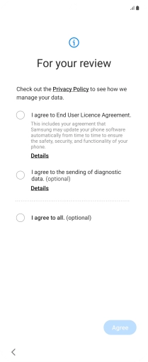 Press the fields next to the required settings to select them. Press the fields next to the required settings to select them.