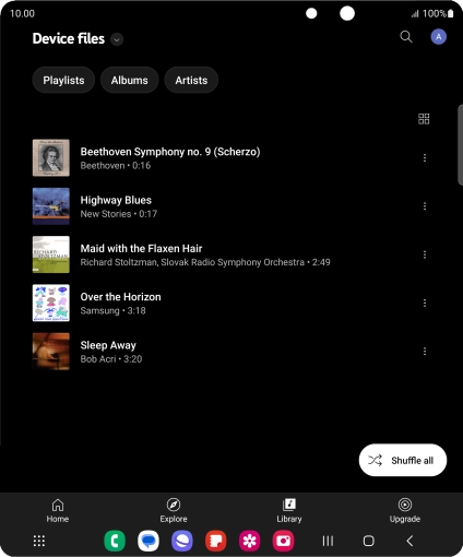 Press the required audio file. Press the required audio file.