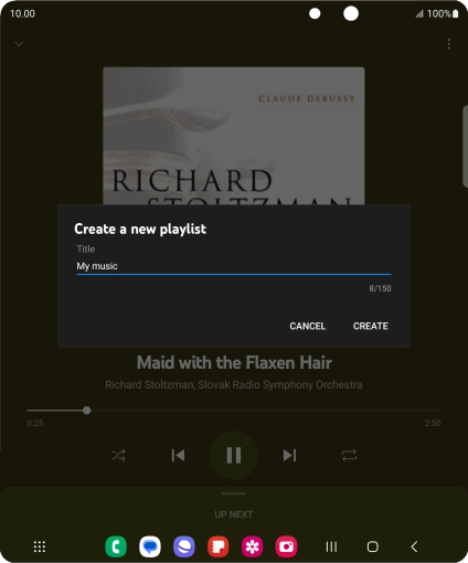 Key in a name for the playlist and press CREATE. Key in a name for the playlist and press CREATE.