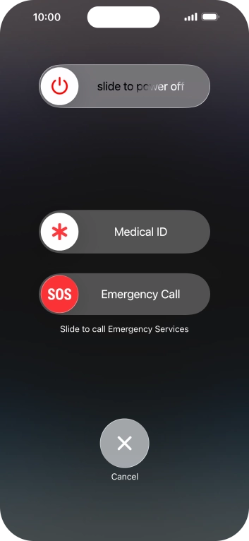 Press and drag the power off icon right. Press and drag the power off icon right.
