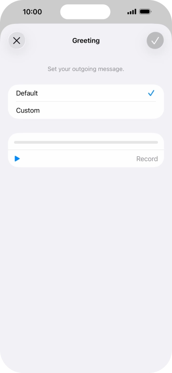Press Default to select the default greeting. Press Default to select the default greeting.