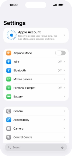 Press Apple Account. Press Apple Account.