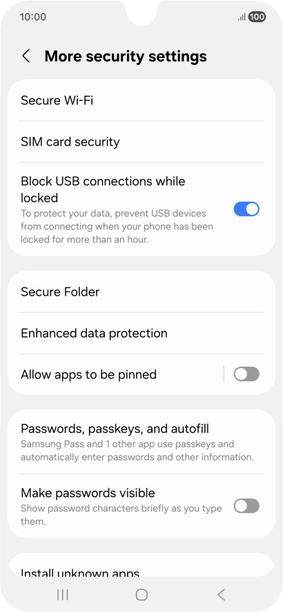 Press SIM card security. Press SIM card security.