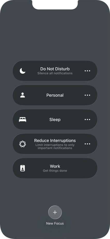Press the required focus mode to activate or deactivate it immediately. Press the required focus mode to activate or deactivate it immediately.