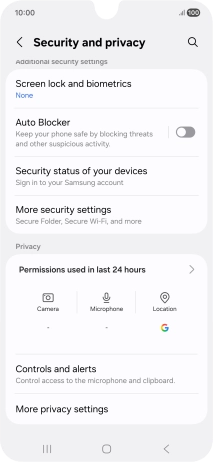 Press More security settings. Press More security settings.