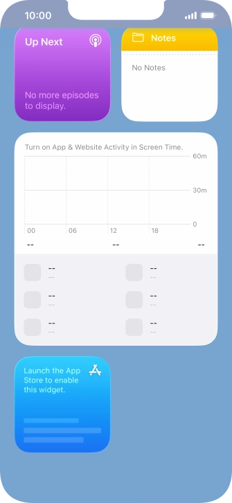 Press and hold the required widget until a pop-up menu is displayed. Press and hold the required widget until a pop-up menu is displayed.