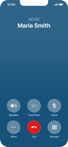Press the end call icon to end the call and return to the home screen. Press the end call icon to end the call and return to the home screen.