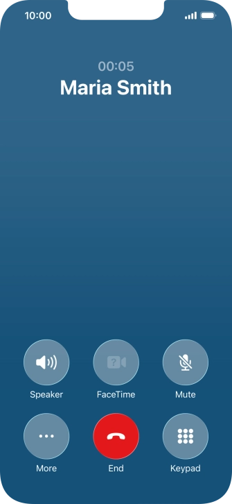 Press the end call icon to end the call and return to the home screen. Press the end call icon to end the call and return to the home screen.
