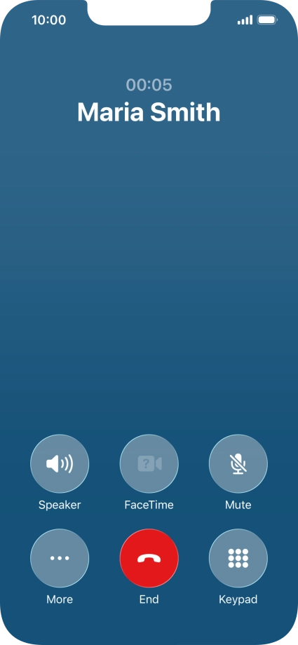 Press the end call icon to end the call and return to the home screen. Press the end call icon to end the call and return to the home screen.
