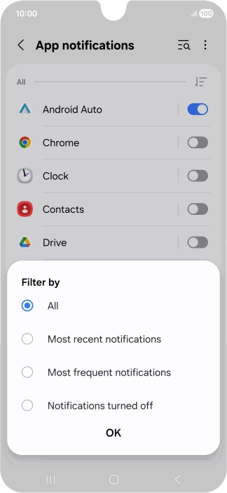 Press the required setting. Press the required setting.