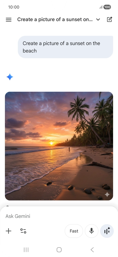 You can also ask Gemini to generate a picture based on your description. You can also ask Gemini to generate a picture based on your description.