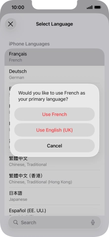 To select the new language as the default phone language, press Use ‹language›. To select the new language as the default phone language, press Use ‹language›.