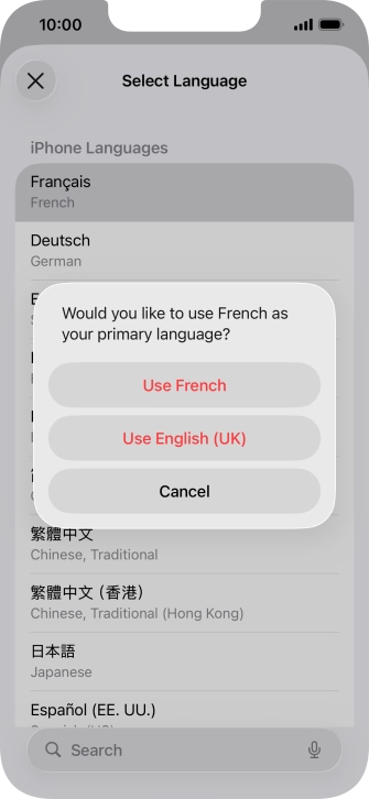 To select the new language as the default phone language, press Use ‹language›. To select the new language as the default phone language, press Use ‹language›.