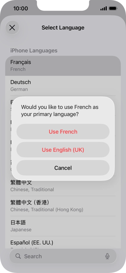 To select the new language as the default phone language, press Use ‹language›. To select the new language as the default phone language, press Use ‹language›.