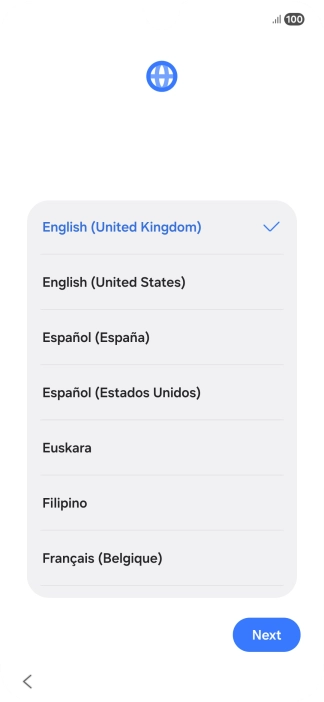 Press the required language. Press the required language.