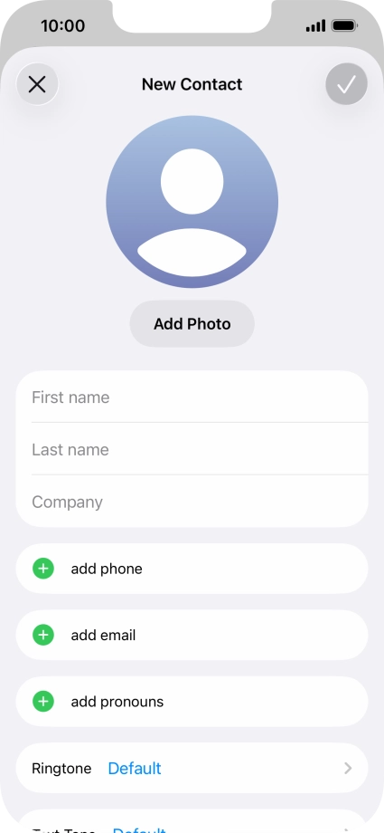 Press First name and key in the first name. Press First name and key in the first name.