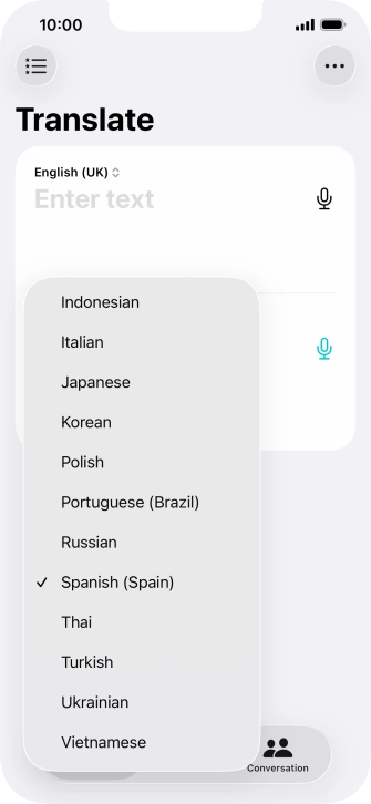 Press the required target language. Press the required target language.