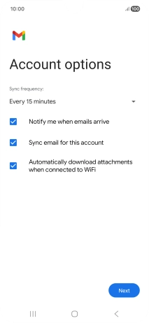 If this screen is displayed, you email account has been recognised and set up automatically. Follow the instructions on the screen to key in more information and finish setting up your phone. If this screen is displayed, you email account has been recognised and set up automatically. Follow the instructions on the screen to key in more information and finish setting up your phone.