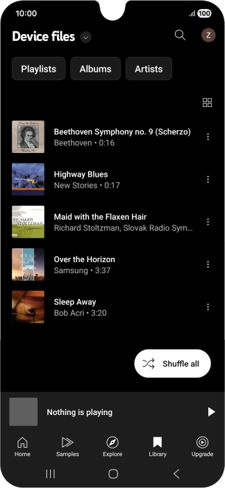 Press the required audio file. Press the required audio file.