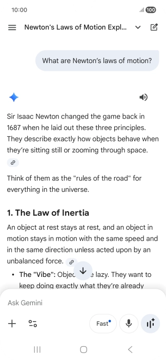Transcription of the conversation with Gemini Live is now displayed. Transcription of the conversation with Gemini Live is now displayed.