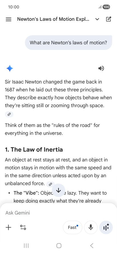 Transcription of the conversation with Gemini Live is now displayed. Transcription of the conversation with Gemini Live is now displayed.