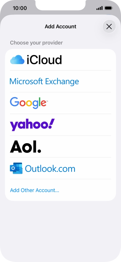 Press Add Other Account.... Press Add Other Account....