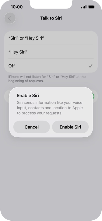 Press Enable Siri. Press Enable Siri.