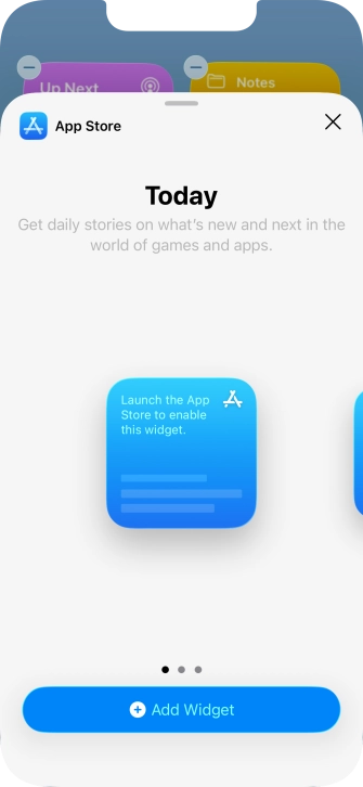 Slide your finger right or left on the screen to select the required widget size. Slide your finger right or left on the screen to select the required widget size.