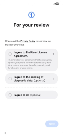 Press the fields next to the required settings to select them. Press the fields next to the required settings to select them.