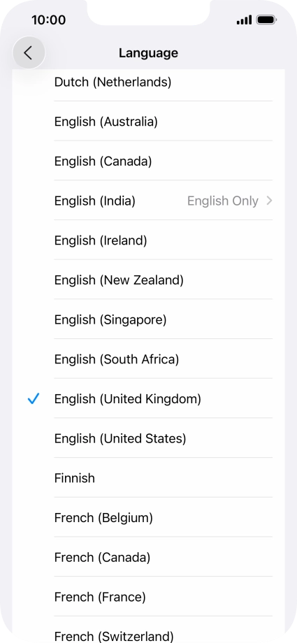 Press the required language. Press the required language.