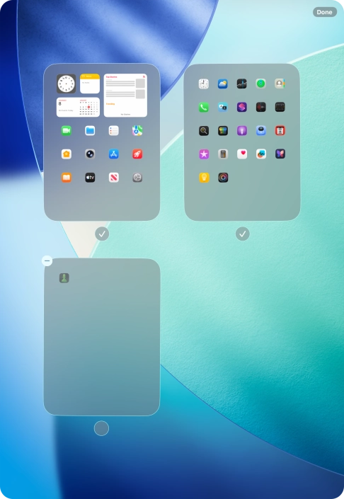 Press the delete icon next to the required home screen page. Press the delete icon next to the required home screen page.