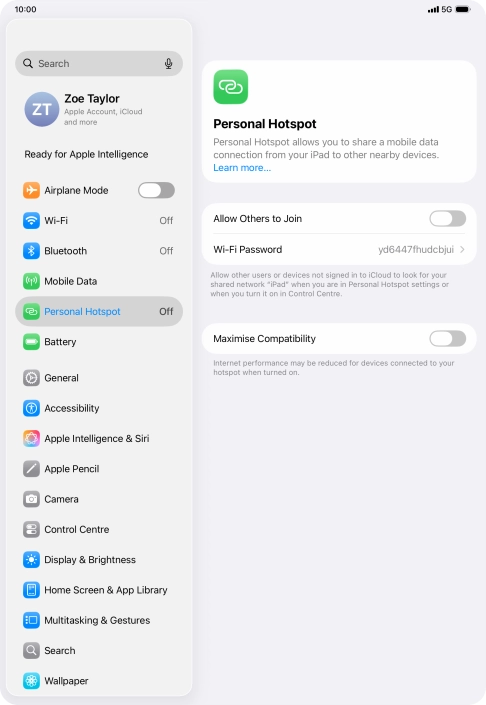 Press Wi-Fi Password and key in the required password. Press Wi-Fi Password and key in the required password.