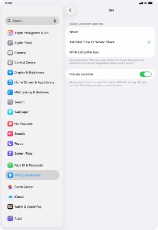 Press the required setting to turn the function on or off. Press the required setting to turn the function on or off.