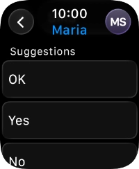 Press the required quick reply. Press the required quick reply.
