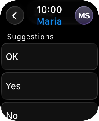 Press the required quick reply. Press the required quick reply.