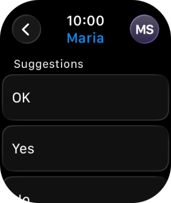 Press the required quick reply. Press the required quick reply.