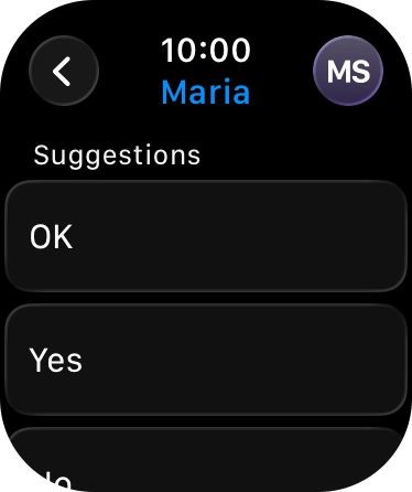 Press the required quick reply. Press the required quick reply.