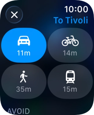 Press the required transport type. Press the required transport type.