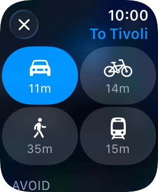 Press the required transport type. Press the required transport type.