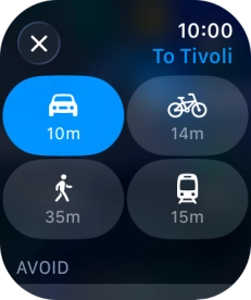 Press the required transport type. Press the required transport type.
