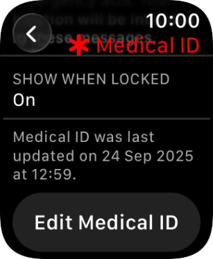 Press Edit Medical ID. Press Edit Medical ID.