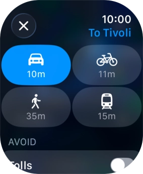 Press the required transport type. Press the required transport type.