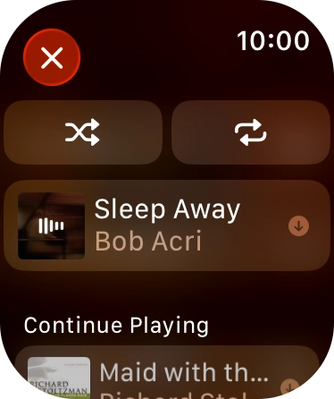 Press the shuffle icon to turn the function on or off. Press the shuffle icon to turn the function on or off.